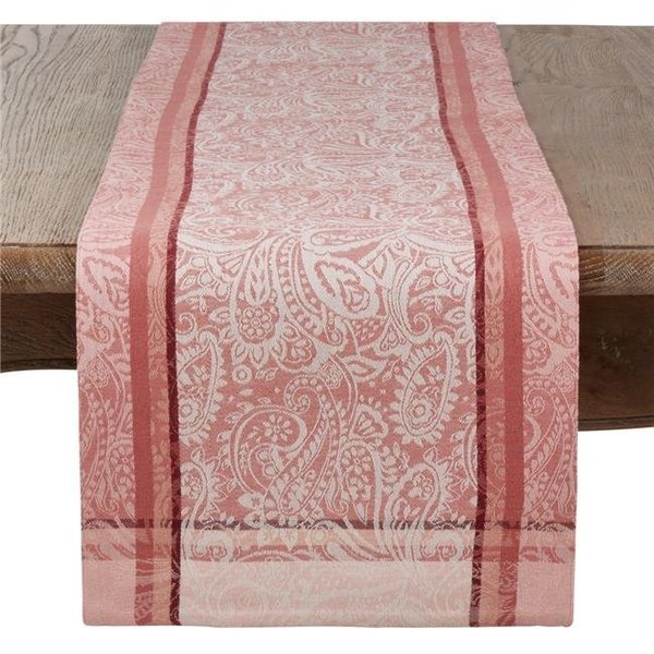 Saro Lifestyle SARO 8211.SL1372B 13 x 72 in. Rectangular Indian Block Print Table Runner - Salmon 8211.SL1372B